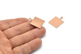 Rose Gold Square Charm, 8 Rose Gold Plated Brass Square Charms With 1 Loop, Earring, Findings (25x18x1mm) D0663
