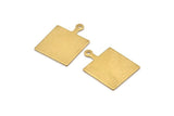 Brass Square Charm, 8 Raw Brass Square Charms With 1 Loop, Earring, Findings (25x18x1mm) D0663