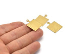 Brass Square Charm, 8 Raw Brass Square Charms With 1 Loop, Earring, Findings (25x18x1mm) D0663