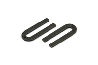 Black U Shape Charm, 12 Oxidized Black Brass U Shaped Charms With 1 Hole (22x9x0.80mm) M02093