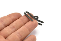Black U Shape Charm, 12 Oxidized Black Brass U Shaped Charms With 1 Hole (22x9x0.80mm) M02093