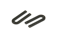 Siyah U Şeklinde Tılsım, 3 Delikli 12 Oksitlenmiş Siyah Pirinç U Şeklinde Tılsım (22x9x0,80 mm) M02094