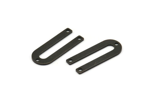 Siyah U Şeklinde Tılsım, 3 Delikli 12 Oksitlenmiş Siyah Pirinç U Şeklinde Tılsım (22x9x0,80 mm) M02094