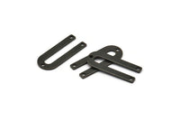 Siyah U Şeklinde Tılsım, 3 Delikli 12 Oksitlenmiş Siyah Pirinç U Şeklinde Tılsım (22x9x0,80 mm) M02094
