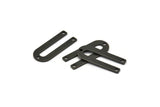Siyah U Şeklinde Tılsım, 3 Delikli 12 Oksitlenmiş Siyah Pirinç U Şeklinde Tılsım (22x9x0,80 mm) M02094
