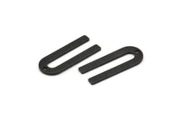 Siyah U Şeklinde Tılsım, 1 Delikli 12 Dokulu Oksitlenmiş Siyah Pirinç U Şeklinde Tılsım (22x9x0,80 mm) M02096