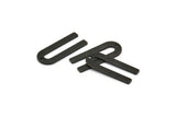 Siyah U Şeklinde Tılsım, 1 Delikli 12 Dokulu Oksitlenmiş Siyah Pirinç U Şeklinde Tılsım (22x9x0,80 mm) M02096
