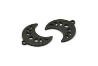 Siyah Ay Tılsımı, 1 Döngülü 12 Dokulu Oksitlenmiş Siyah Pirinç Hilal Evreleri Tılsımı (15x9x1mm) M01848