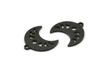 Siyah Ay Tılsımı, 1 Döngülü 12 Dokulu Oksitlenmiş Siyah Pirinç Hilal Evreleri Tılsımı (15x9x1mm) M01848