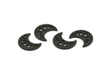Siyah Ay Tılsımı, 2 Delikli 12 Dokulu Oksitlenmiş Siyah Pirinç Hilal Evreleri Tılsımı (15x8x1mm) M01865