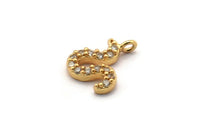 Gold Charm, 2 Gold Plated, Cubic Zircon, CZ Pave Charm, Zircon Charm Pendants (12x9mm) SY0202