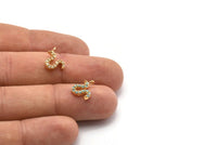 Gold Charm, 2 Gold Plated, Cubic Zircon, CZ Pave Charm, Zircon Charm Pendants (12x9mm) SY0202
