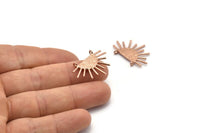 Ay ve Güneş, 2 Gül Altın Kaplama Pirinç Dokulu Hilal ve Yarı Güneş Etnik Kolye, 2 Halka, Tılsımlar (28x20x1,2 mm) Q0347