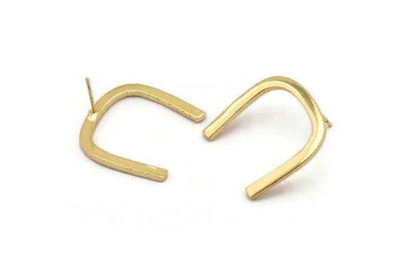 Abstract Earring Findings, 2 Gold Plated Brass Geometric Earring Findings  (27x25x1.5mm) BS BS 1975 H1682