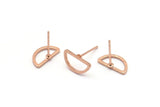 Semi Circle Earring, 8 Rose Gold Plated Brass Semi Circle Stud Earrings (11x6mm) D0007 A1136 Q1012