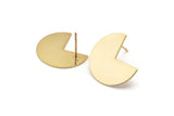 Gold Geometric Earring, 4 Gold Plated Brass Pizza Slice Stud Earrings (20x17x0.50mm) D1089 A1285
