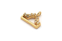 Gold Libra Charm, Gold Plated Libra, Cubic Zircon, 2 CZ Pave Libra Charms, Zircon Libra Zodiac Charm Pendants With 1 Loop (10x11mm) SY0242