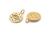 Gold Eye Charm, Gold Plated Eye, Cubic Zircon, CZ Pave Eye Charm, 2 Zircon Round Shaped Eye Pendants With 1 Pad And 1 Loop (27x20mm) SY0229