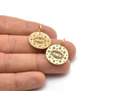 Gold Eye Charm, Gold Plated Eye, Cubic Zircon, CZ Pave Eye Charm, 2 Zircon Round Shaped Eye Pendants With 1 Pad And 1 Loop (27x20mm) SY0229