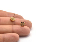 Gold Snowflake Earring, 4 Gold Plated Brass Snowflake Stud Earrings, CZ Pave Earrings, Zircon Snowflake Stud Earrings (8mm) SY0253