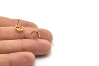 Gold Moon Earring, 4 Gold Plated Brass Crescent Moon And Star Stud Earrings, CZ Pave, Zircon Earrings (9x12mm) SY0252