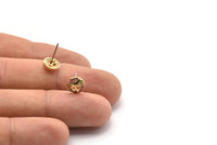 Gold Dragonfly Earring, 4 Gold Plated Brass Round Shaped Dragonfly Stud Earrings, CZ Pave, Zircon Dragonfly Stud Earrings (8mm) SY0280