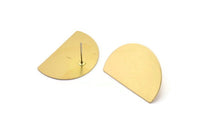 Semi Circle Earring, 8 Raw Brass Half Moon Stud Earrings (26.5x17.5x0.50mm) D986 A1307