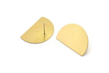 Semi Circle Earring, 8 Raw Brass Half Moon Stud Earrings (26.5x17.5x0.50mm) D986 A1307