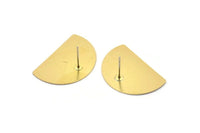 Semi Circle Earring, 8 Raw Brass Half Moon Stud Earrings (26.5x17.5x0.50mm) D986 A1307