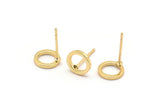 Gold Circle Earring, 6 Gold Plated Brass Circle Stud Earrings (8mm) N0437 A1141 Q0828