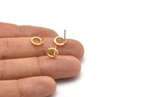 Gold Circle Earring, 6 Gold Plated Brass Circle Stud Earrings (8mm) N0437 A1141 Q0828