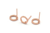 Rose Gold Circle Earring, 6 Rose Gold Plated Brass Circle Stud Earrings (8mm) N0437 A1141 Q0828
