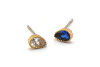 Gold Drop Earring, 4 Gold Plated Brass Drop Stud Earrings (8x5mm) SY0256