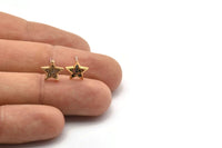 Gold Star Earring, 4 Gold Plated Brass Star Shaped Stud Earrings, CZ Pave Earrings, Zircon Star Stud Earrings (9x9mm) SY0260