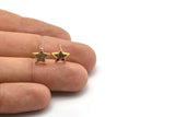Gold Star Earring, 4 Gold Plated Brass Star Shaped Stud Earrings, CZ Pave Earrings, Zircon Star Stud Earrings (9x9mm) SY0260
