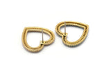 Brass Heart Earring, 2 Raw Brass Heart Shaped Zircon Stud Earrings (22x23mm) SY0262