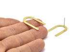 Brass Earring, 10 Raw Brass U Shaped Stud Earrings (26x17x0.80mm) M02066 A2507