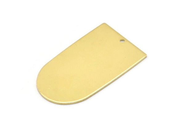 Brass D Shape, 4 Raw Brass D Shape Charms With 1 Hole, Brass Blanks (35x20x0.80mm) M03178