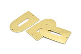 Brass D Shape, 4 Raw Brass D Shape Charms With 2 Hole, Brass Blanks (35x20x0.80mm) M03164