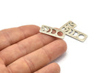 Silver Rectangle Charm, 6 Textured Antique Silver Plated Brass Moon Phases Charms With 1 Hole (25x10x0.80mm) M01991