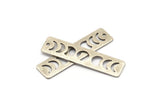 Silver Rectangle Charm, 6 Antique Silver Plated Brass Moon Phases Charms With 1 Hole (40x10x0.80mm) M01998 H0950