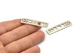 Silver Rectangle Charm, 6 Antique Silver Plated Brass Moon Phases Charms With 1 Hole (40x10x0.80mm) M01825