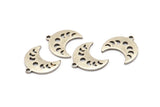 Silver Moon Charm, 12 Antique Silver Plated Brass Crescent Moon Phases Charms With 1 Loop (15x9x1mm) M01994
