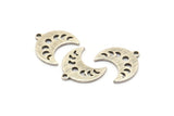 Silver Moon Charm, 12 Textured Antique Silver Plated Brass Crescent Moon Phases Charms With 1 Loop (15x9x1mm) M01848