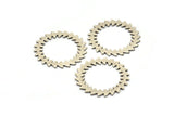 Silver Circle Charm, 2 Antique Silver Plated Brass Circle Charms, Brass Connectors, Findings, Connectors (25x0.80mm) M01615