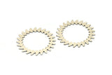 Silver Circle Charm, 2 Antique Silver Plated Brass Circle Charms, Brass Connectors, Findings, Connectors (34x0.80mm) M01617