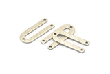 Silver U Shape Charm, 12 Antique Silver Plated Brass U Shaped Charms With 3 Holes (22x9x0.80mm) M02094