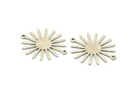 Silver Sun Charm, 10 Antique Silver Plated Brass Sun Connectors With 2 Loops, Pendants (29x25x0.80mm) M01655 H0600