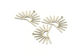 Silver Sun Charm, 6 Textured Antique Silver Plated Brass Sun Charms With 1 Loop (22x30x0.80mm) M02279