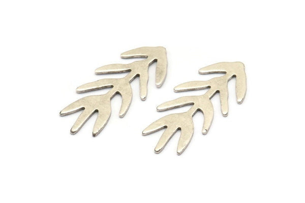 Silver Bough Blank, 6 Antique Silver Plated Brass Leaf Blanks, Silver Blanks, Stamping Blanks (30x13x0.80mm) M01694 H0821